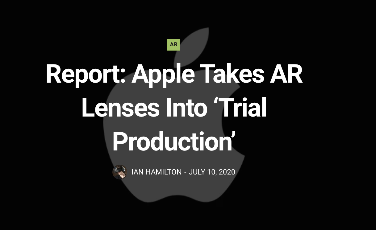 外媒：苹果AR光学透镜已进入试生产阶段