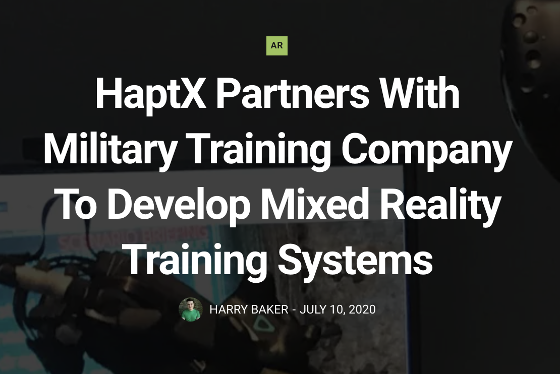HaptX，美国国防，VR军事