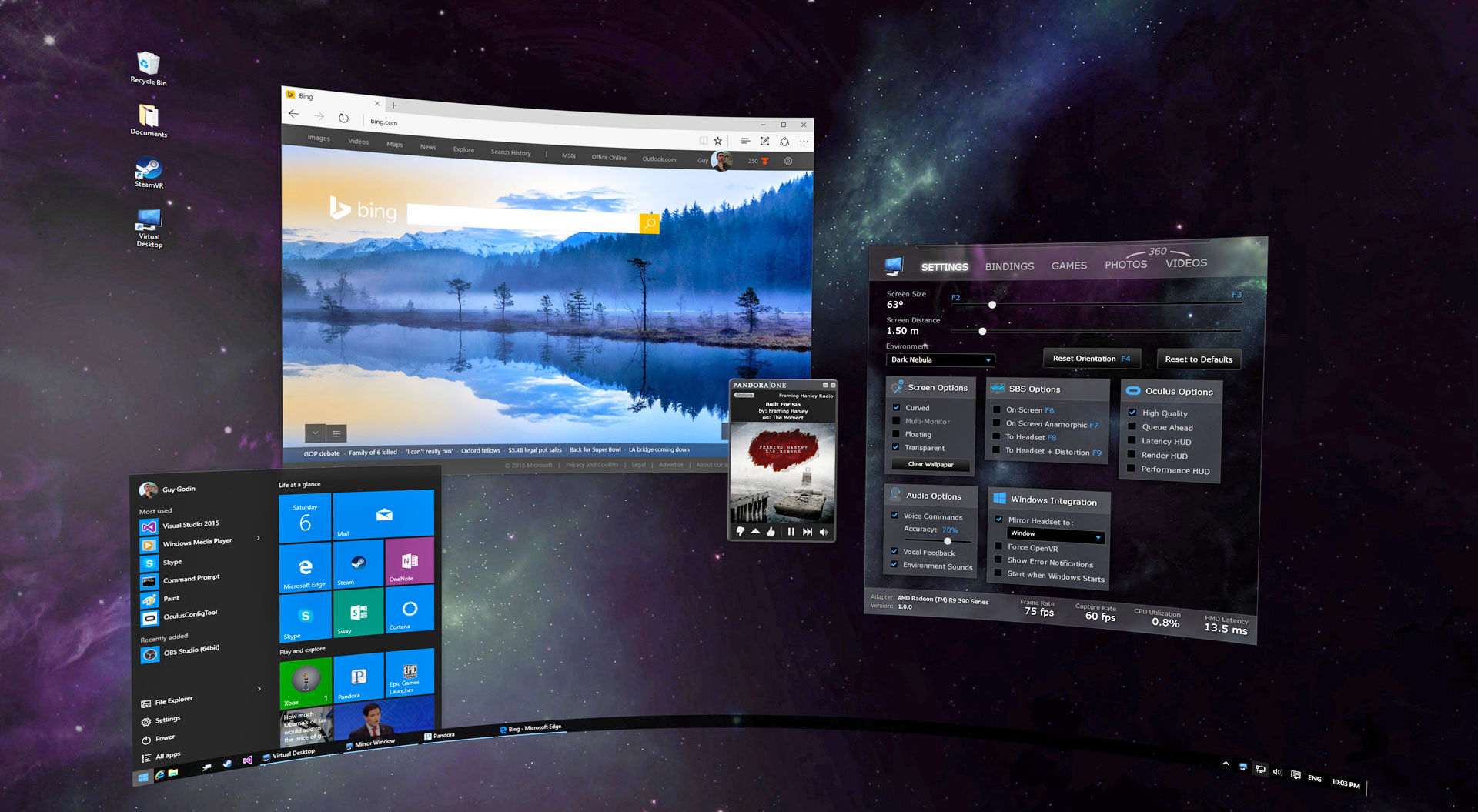 Oculus Quest 2《Virtual Desktop》（虚拟桌面软件）能以90 Hz的刷新率运行PC VR