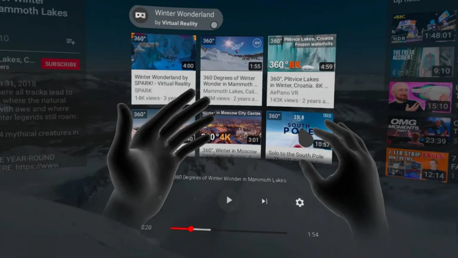 《YouTube VR》现可在Oculus Quest支持手动追踪