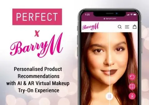 AR美容解决方案提供商Perfect Corp与美妆品牌Barry M合作，为用户提供AR试妆