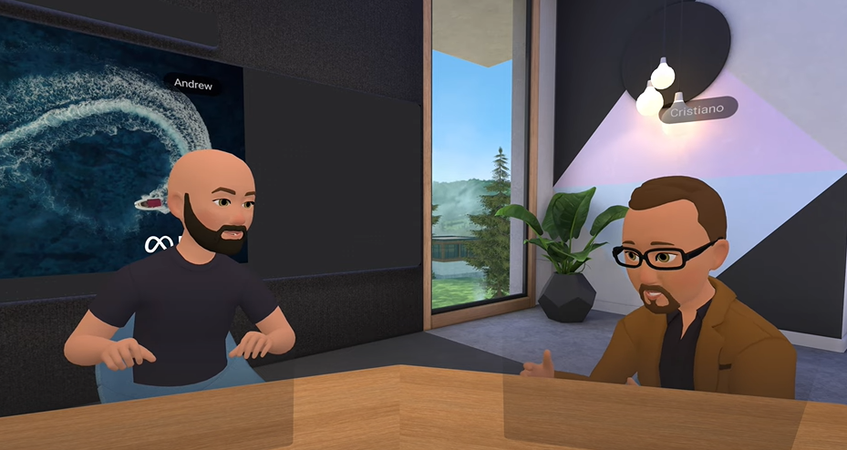 高通CEO与Meta CTO在VR社交应用Horizon中进行会谈