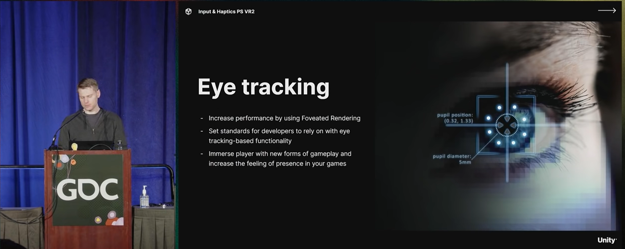 PS VR2搭载的眼动追踪，支持检测瞳孔直径和眨眼状态
