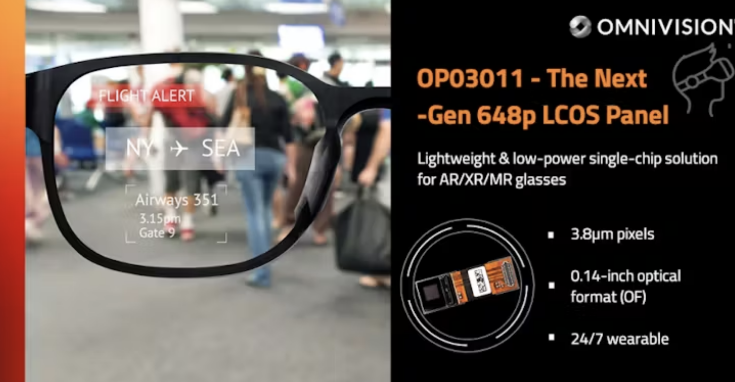 豪威科技推出用于AR、MR和XR眼镜的LCOS显示器