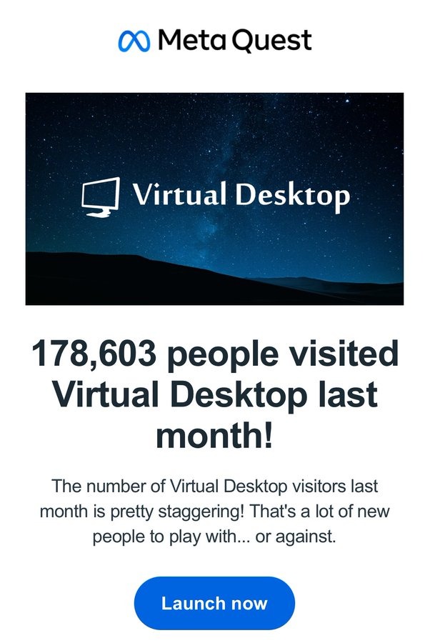 Virtual Desktop平台Quest月活用户达18万，Quest Pro占比2%