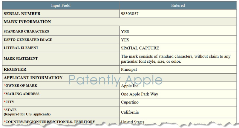 苹果在美国及中国香港申请“Spatial Capture”商标
