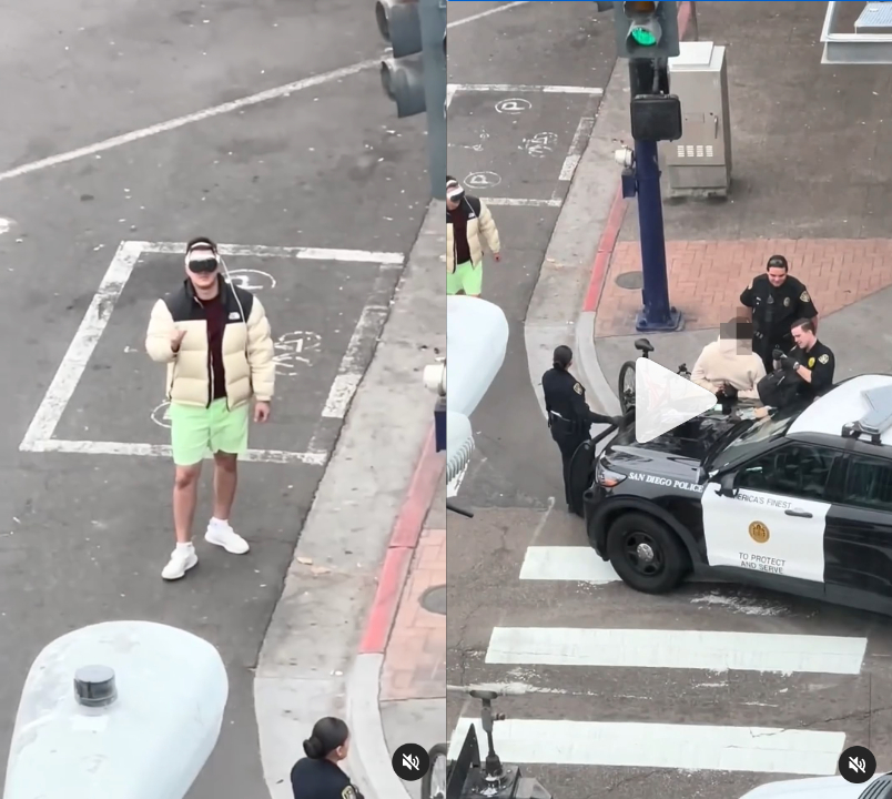男子佩戴Apple Vision Pro过马路，警方提醒：“以传统方式过马路”