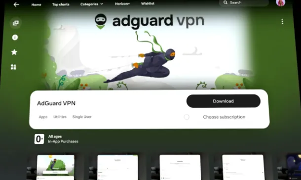 AdGuard VPN推出Meta Quest原生独立应用，实现系统级VR全流量防护